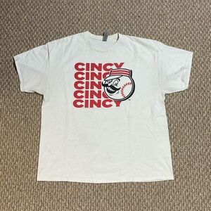 Cincinnati Reds Gildan White Cincy Mr Redlegs Casual Graphic T-Shirt